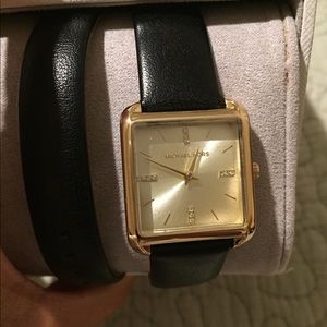 Michael Kors Drew Double Leather Strap Watch